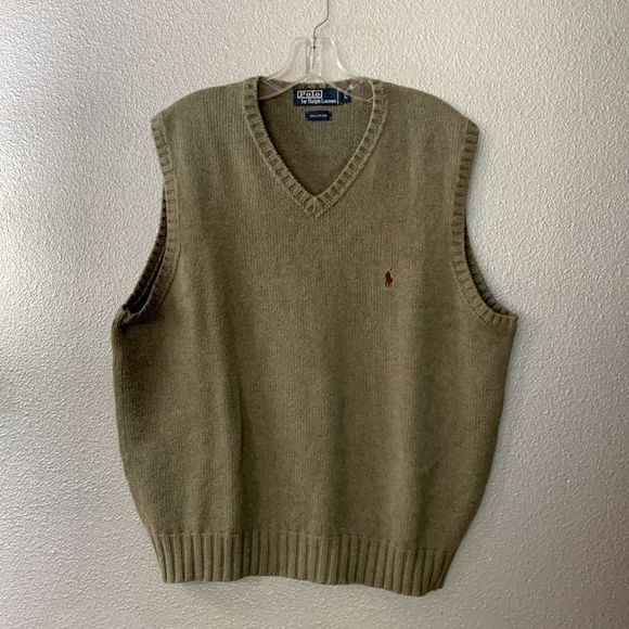Polo Ralph Lauren Other - POLO Ralph Lauren sweater vest Vneck cotton vintage muted green large UNISEX